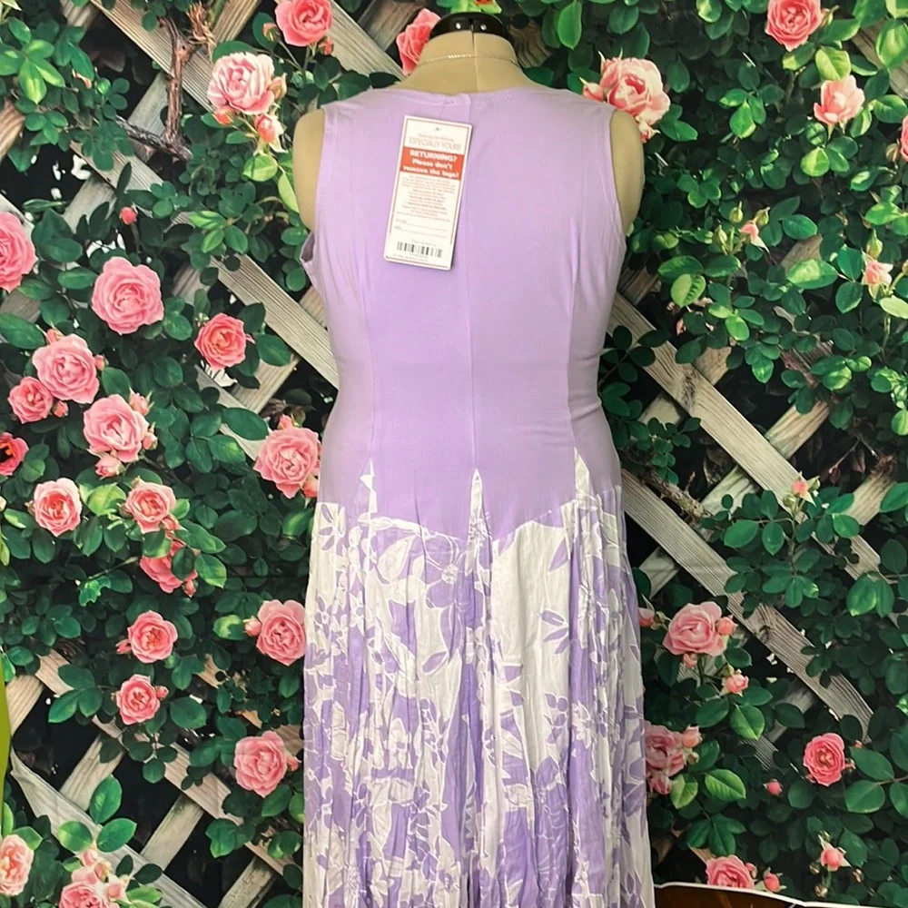 Light violet and white floral Especially Yours Studio Y sleeveless dress size XL - Picture 5 of 6